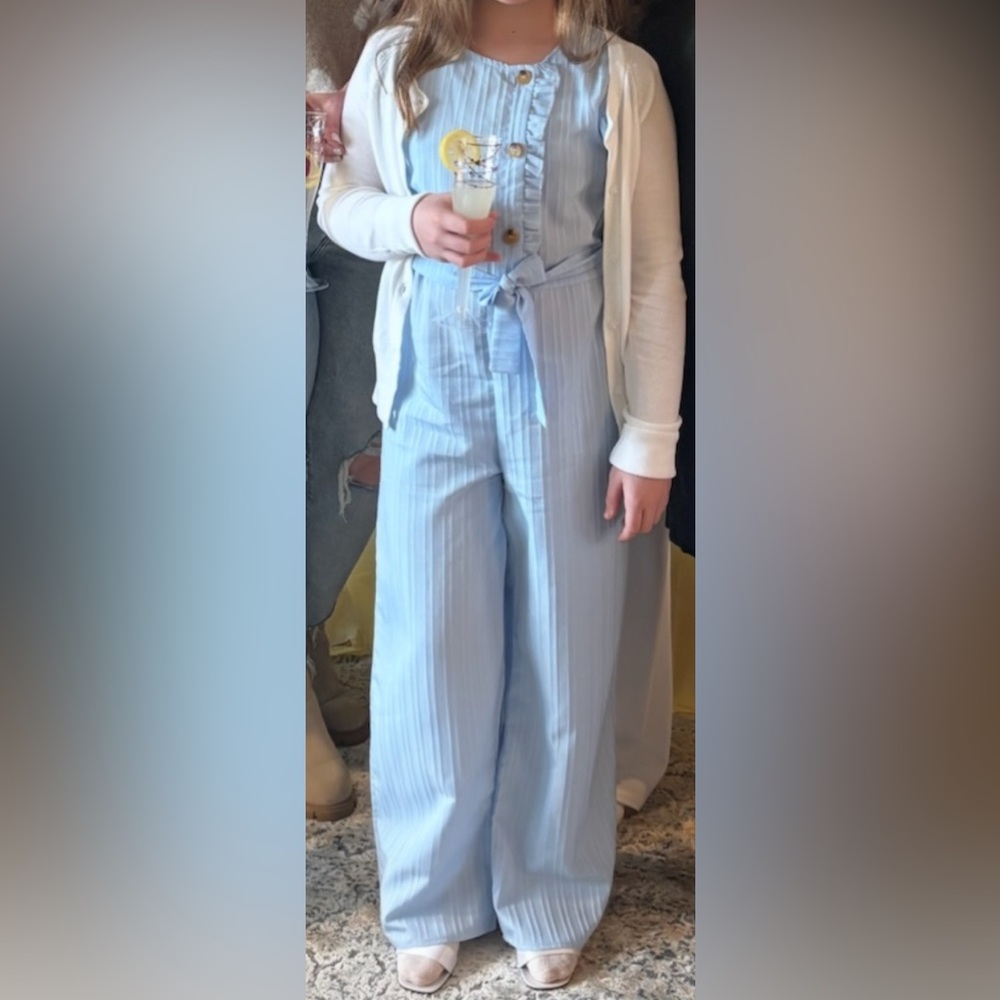 SHEIN Sky Blue Textured Jumpsuit